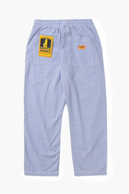 SERVICE WORKS SEERSUCKER CHEF PANTS - NAVY STRIPE