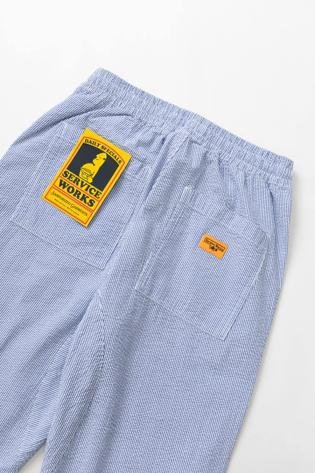 SERVICE WORKS SEERSUCKER CHEF PANTS - NAVY STRIPE