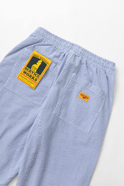 SERVICE WORKS SEERSUCKER CHEF PANTS - NAVY STRIPE