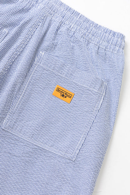SERVICE WORKS SEERSUCKER CHEF SHORTS - NAVY STRIPE