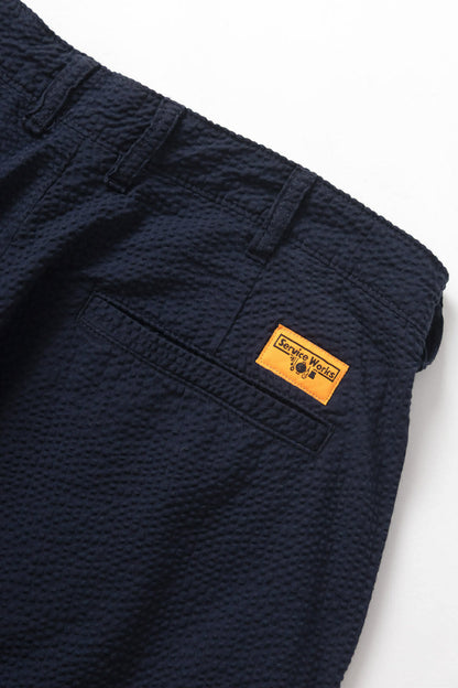 SERVICE WORKS SEERSUCKER PART TIMER SHORTS - DARK NAVY