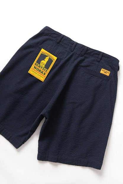 SERVICE WORKS SEERSUCKER PART TIMER SHORTS - DARK NAVY