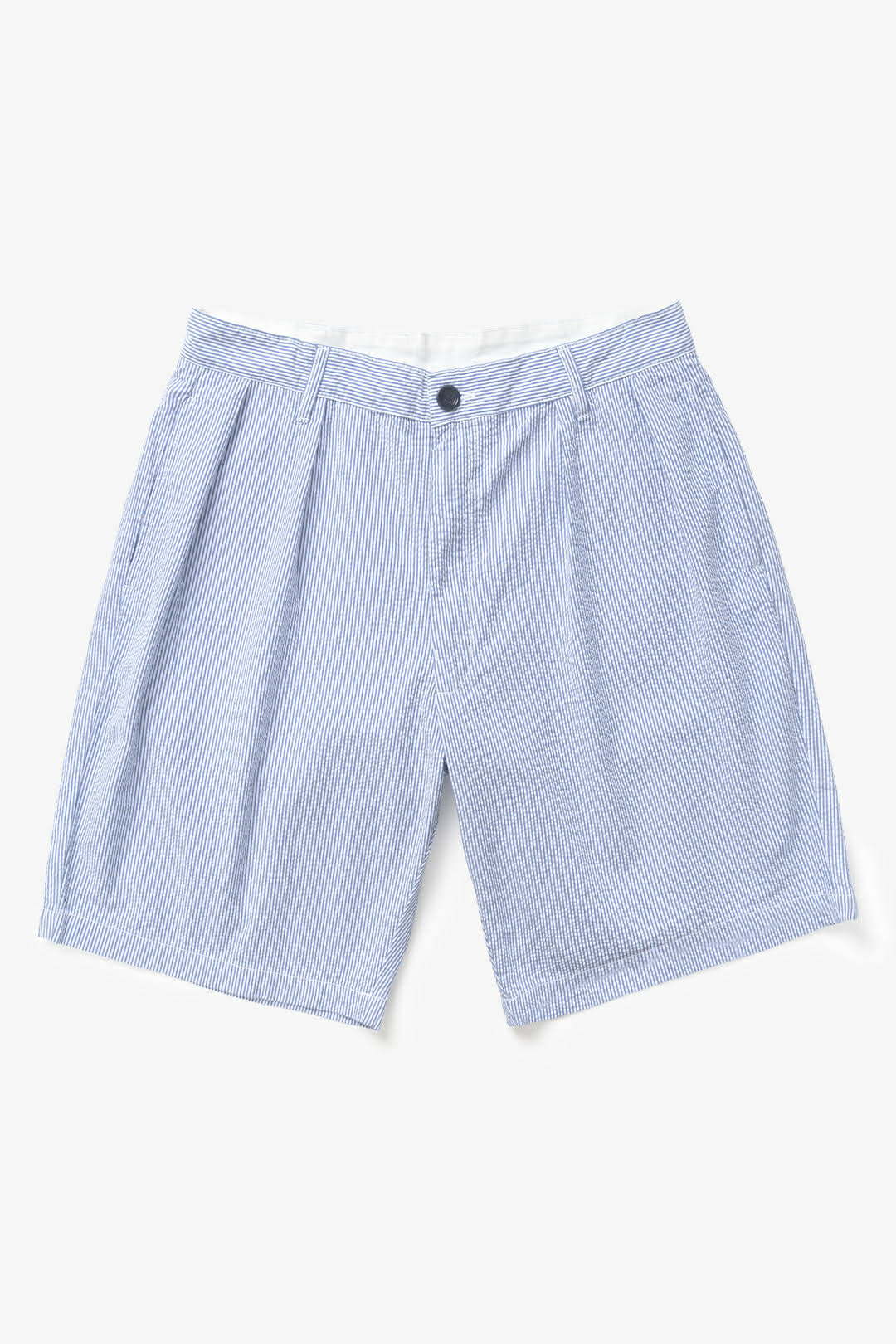 SERVICE WORKS SEERSUCKER PART TIMER SHORTS - NAVY STRIPE