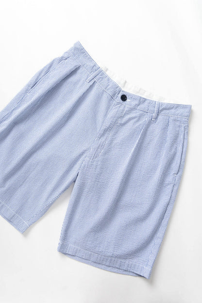 SERVICE WORKS SEERSUCKER PART TIMER SHORTS - NAVY STRIPE