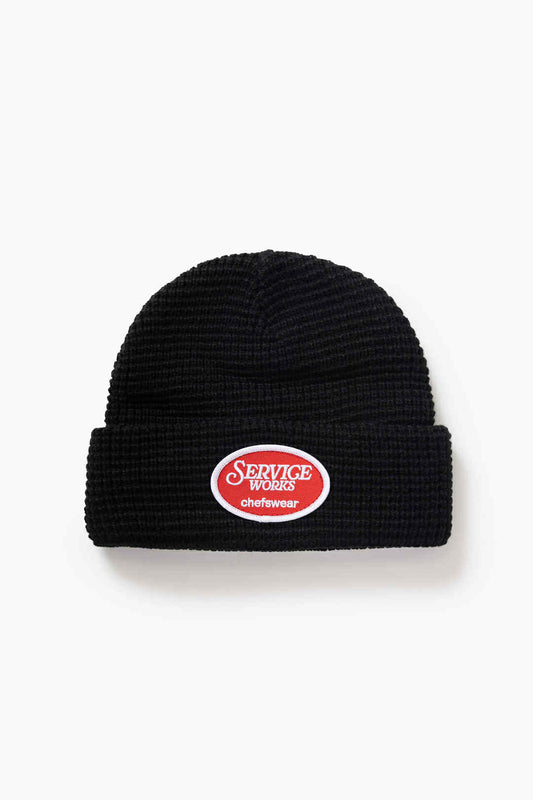 SERVICE WORKS WAFFLE PATCH BEANIE - BLACK