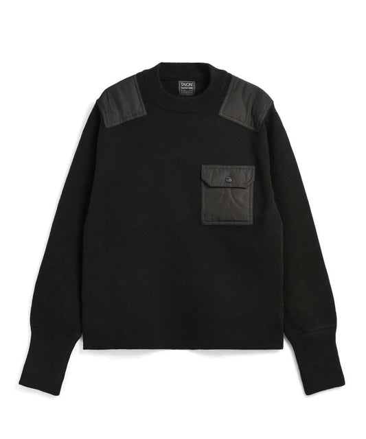 TAION MILITARY CREW NECK KNIT - BLACK