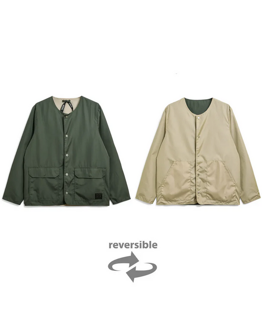 TAION MILITARY REVERSIBLE CREWNECK CARDIGAN - OLIVE