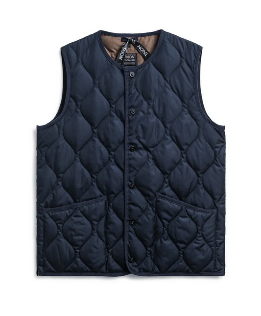 TAION MILITARY U NECK BUTTON VEST - DARK NAVY