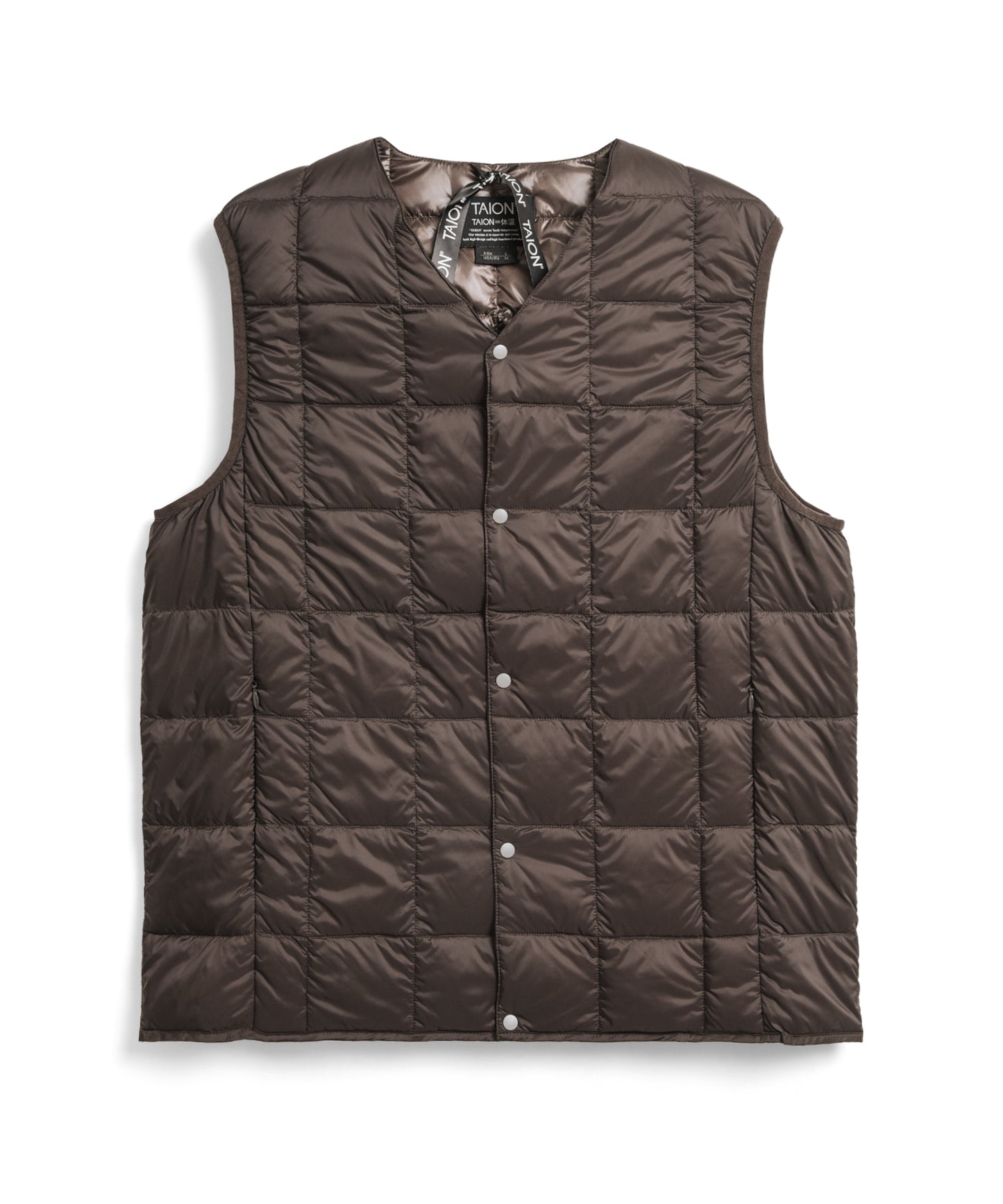 TAION V-NECK BUTTON DOWN VEST - DARK CHOCO