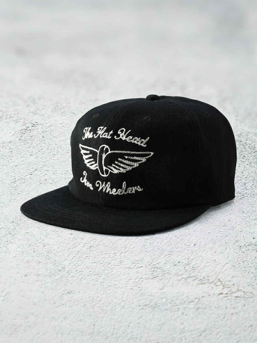 THE FLAT HEAD FN-HC007 HEADWEAR DENIM TRACKER CAP - BLACK