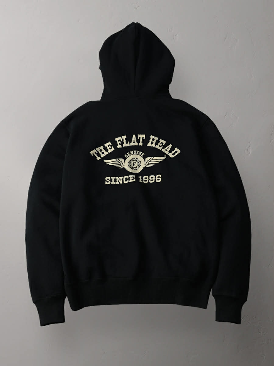 THE FLAT HEAD HOODIE FLYING WHEELS - BLACK