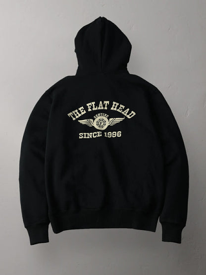 THE FLAT HEAD HOODIE FLYING WHEELS - BLACK