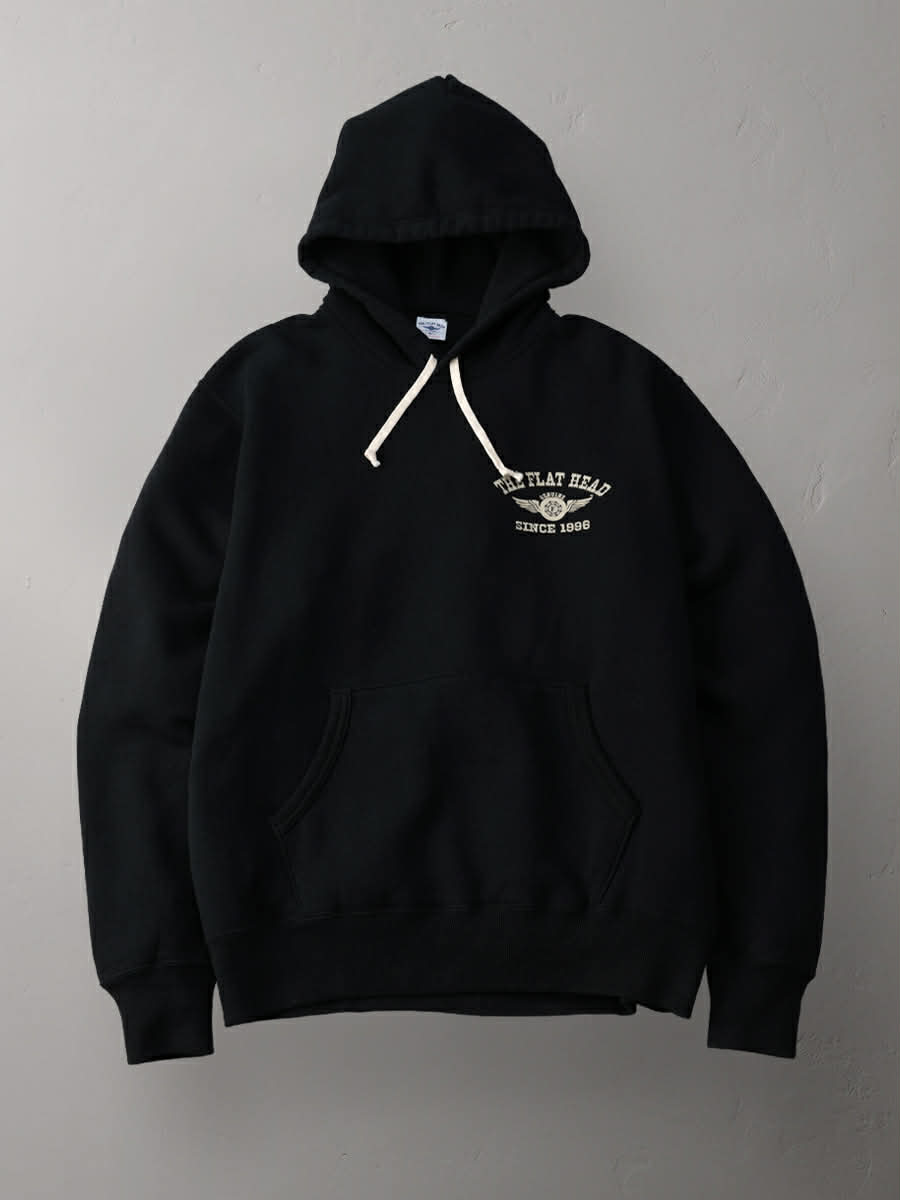 THE FLAT HEAD HOODIE FLYING WHEELS - BLACK