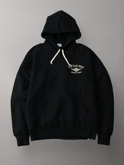 THE FLAT HEAD HOODIE FLYING WHEELS - BLACK