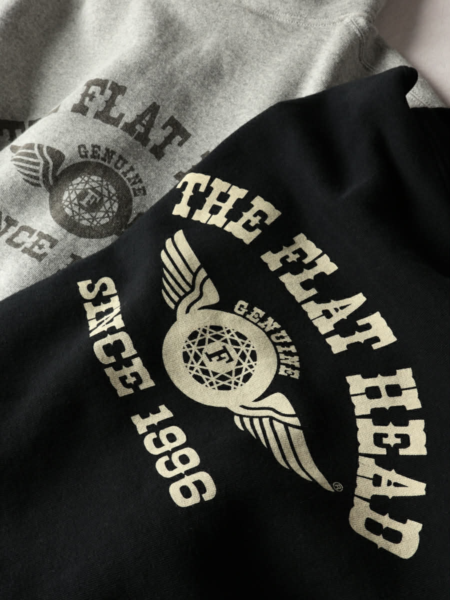 THE FLAT HEAD HOODIE FLYING WHEELS - BLACK