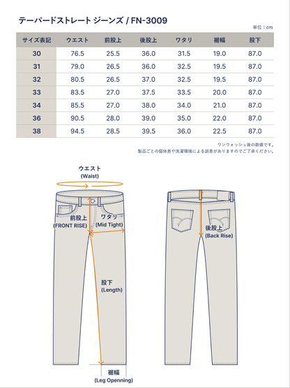 THE FLAT HEAD FN-3009 14,5OZ SELVEDGE JEANS STRAIGHT TAPERED - INDIGO