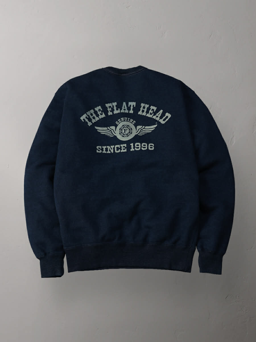 THE FLAT HEAD SWEATSHIRT FLYING WHEEL - INDIGO
