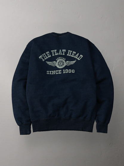 THE FLAT HEAD SWEATSHIRT FLYING WHEEL - INDIGO
