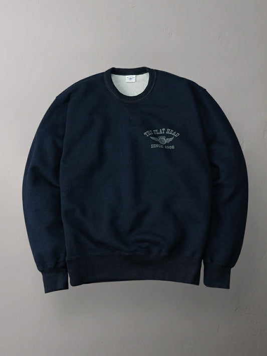THE FLAT HEAD SWEATSHIRT FLYING WHEEL - INDIGO