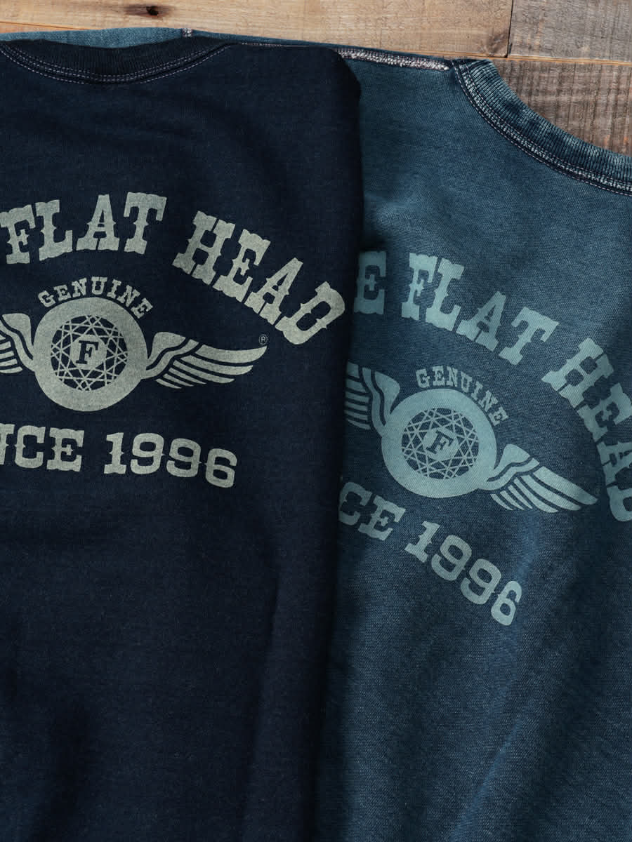 THE FLAT HEAD SWEATSHIRT FLYING WHEEL - INDIGO