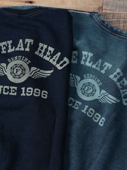 THE FLAT HEAD SWEATSHIRT FLYING WHEEL - INDIGO