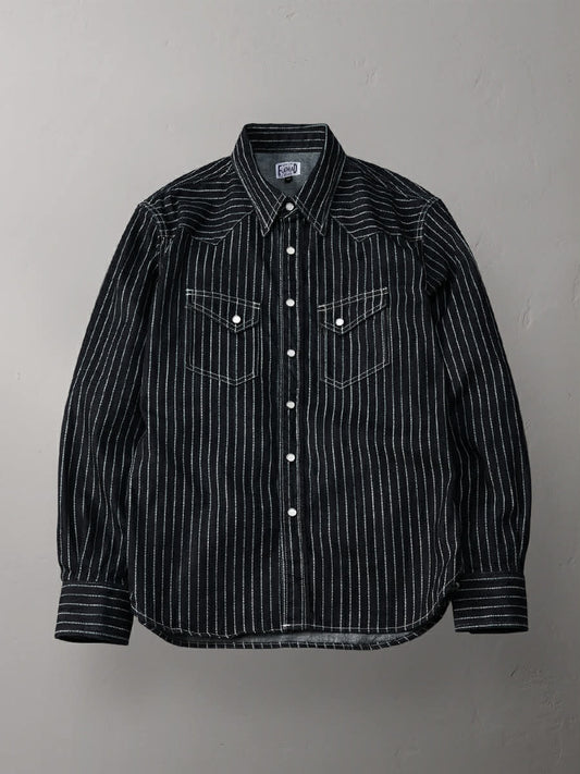 THE FLAT HEAD 10 OZ WABASH SLUB DENIM WESTERN SHIRT - INDIGO