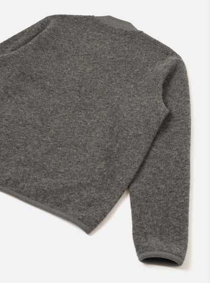 UNIVERSAL WORKS ZIP BOMBER WOOL FLEECE - GREY MARL