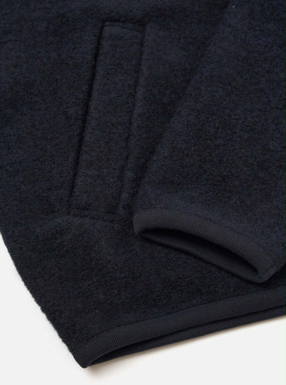 UNIVERSAL WORKS ZIP BOMBER WOOL FLEECE - NAVY