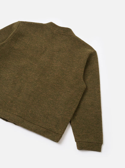 UNIVERSAL WORKS ADVANCE CARDIGAN WOOL MIX KNIT - OLIVE