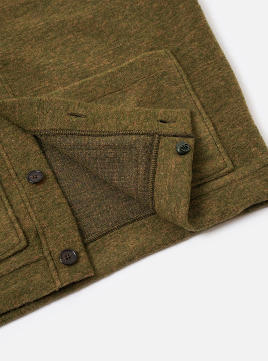 UNIVERSAL WORKS ADVANCE CARDIGAN WOOL MIX KNIT - OLIVE