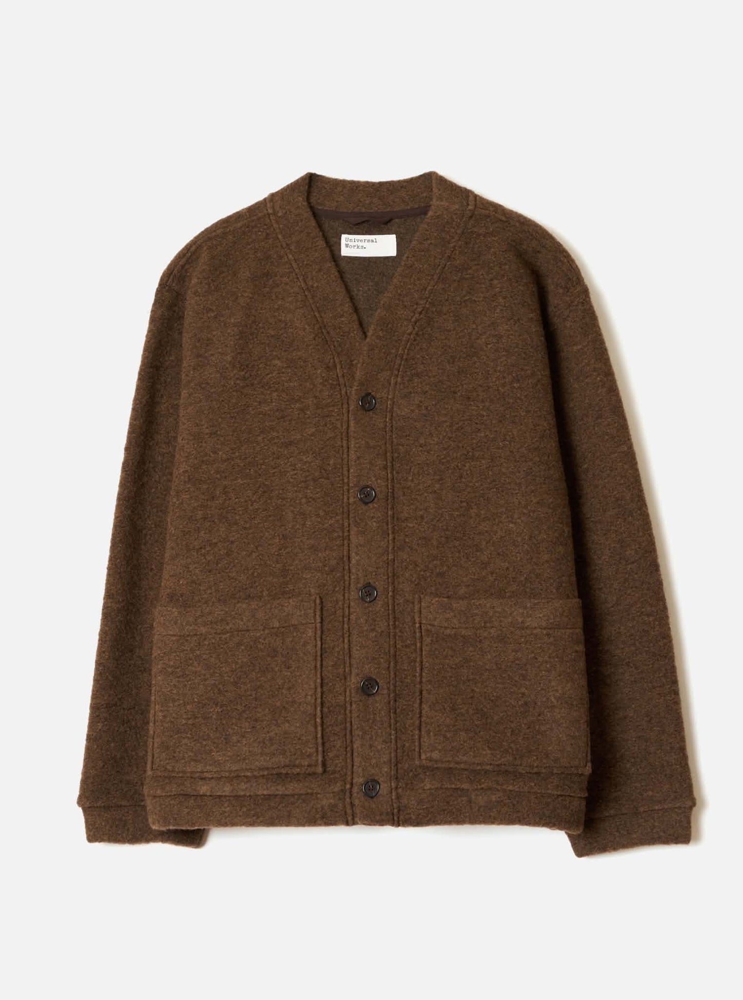 UNIVERSAL WORKS ADVANCE CARDIGAN WOOL FLEECE - BROWN MARL