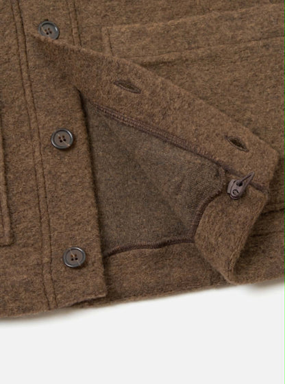 UNIVERSAL WORKS ADVANCE CARDIGAN WOOL FLEECE - BROWN MARL