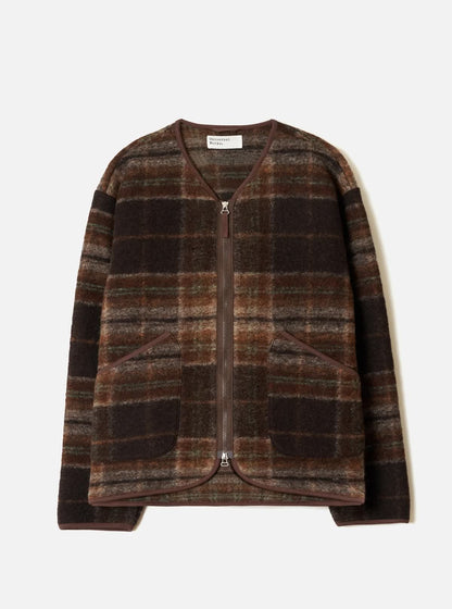 UNIVERSAL WORKS MILITARY LINER JACKET WOOL FLEECE - BROWN PINO