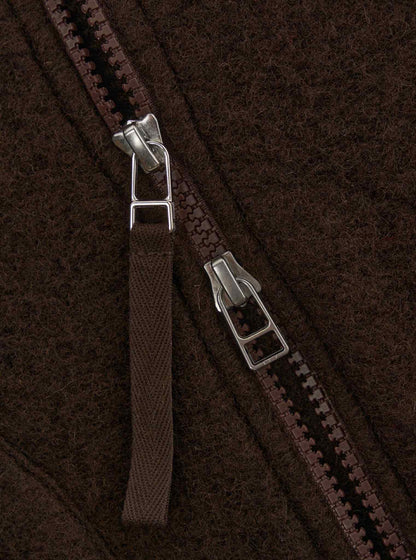 UNIVERSAL WORKS ZIP WAISTCOAT WOOL FLEECE - BROWN