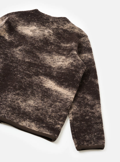 UNIVERSAL WORKS CARDIGAN CLOUD CAMO KNIT - BROWN