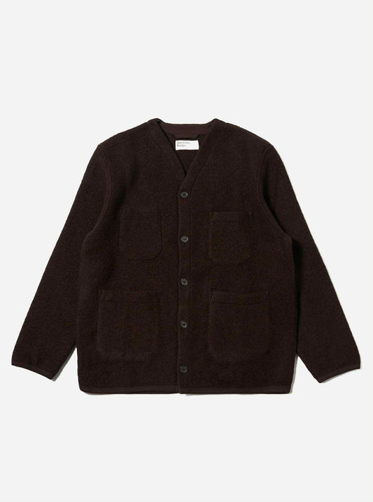 UNIVERSAL WORKS CARDIGAN WOOL FLEECE - BROWN