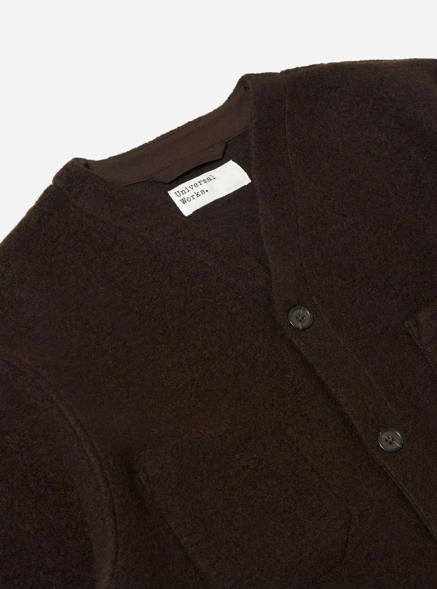 UNIVERSAL WORKS CARDIGAN WOOL FLEECE - BROWN
