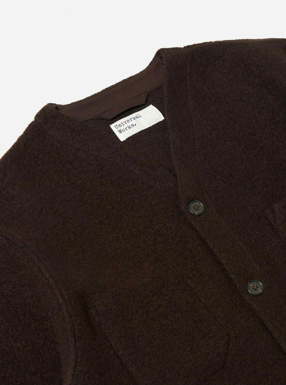 UNIVERSAL WORKS CARDIGAN WOOL FLEECE - BROWN