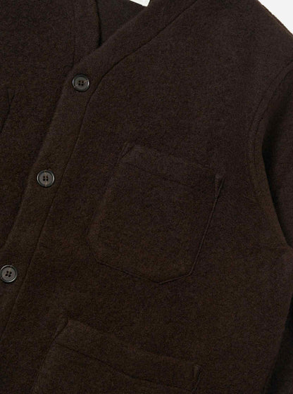 UNIVERSAL WORKS CARDIGAN WOOL FLEECE - BROWN