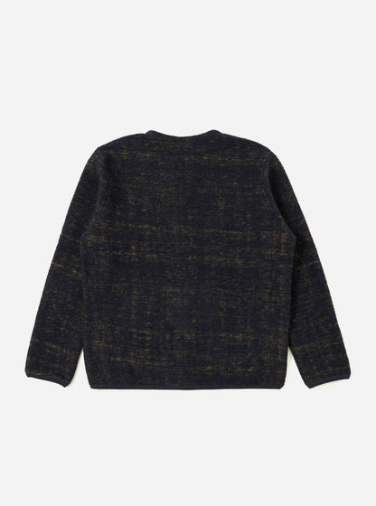 UNIVERSAL WORKS CARDIGAN MARBLE FLEECE - NAVY