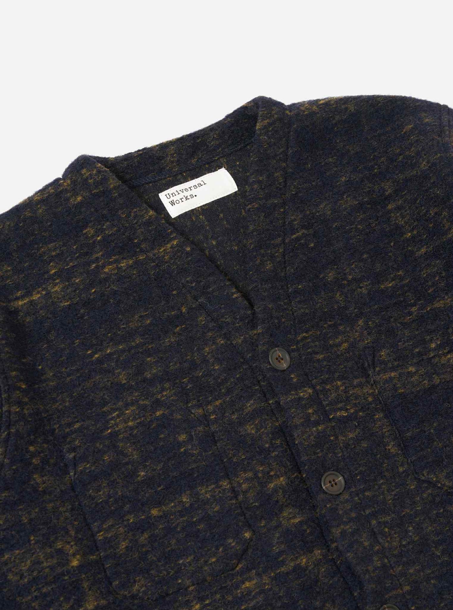 UNIVERSAL WORKS CARDIGAN MARBLE FLEECE - NAVY