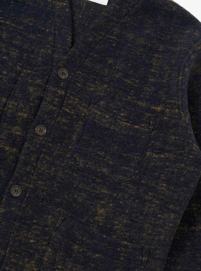 UNIVERSAL WORKS CARDIGAN MARBLE FLEECE - NAVY