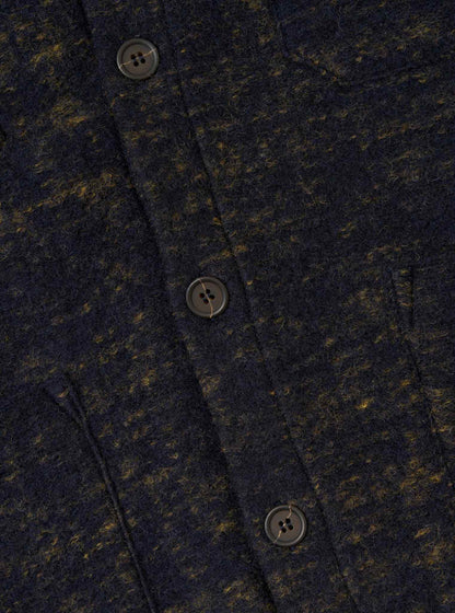 UNIVERSAL WORKS CARDIGAN MARBLE FLEECE - NAVY