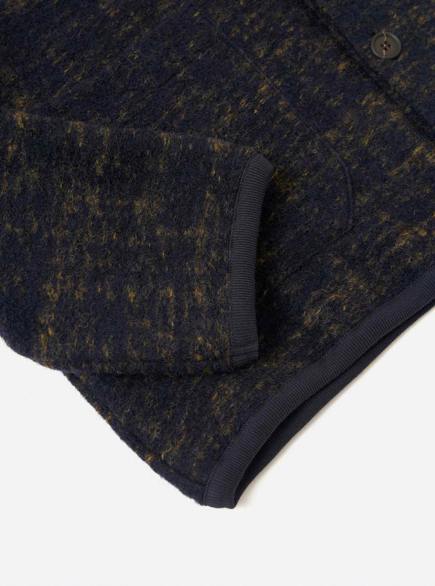 UNIVERSAL WORKS CARDIGAN MARBLE FLEECE - NAVY