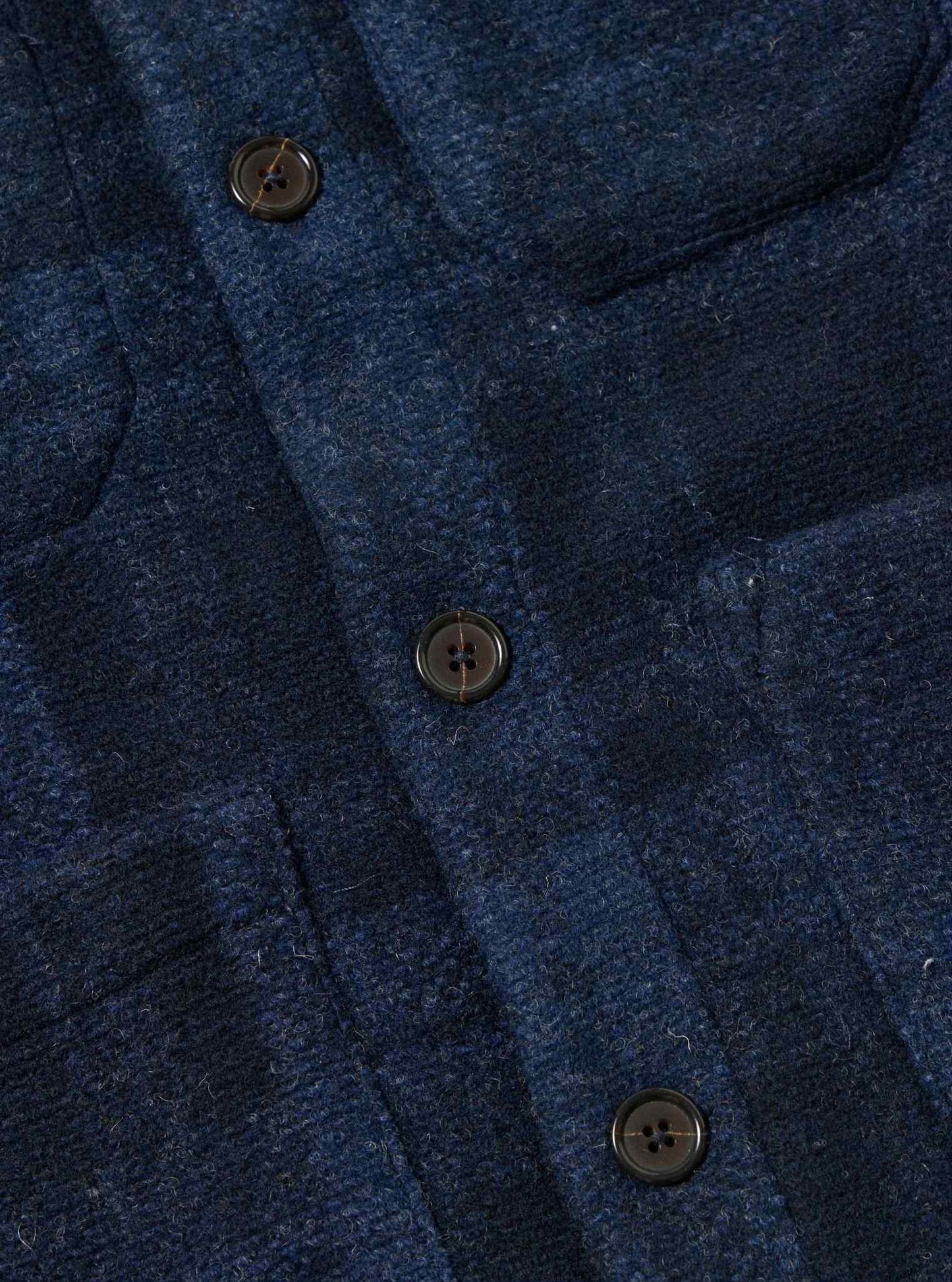 UNIVERSAL WORKS CARDIGAN MOH CHECK FLEECE - NAVY