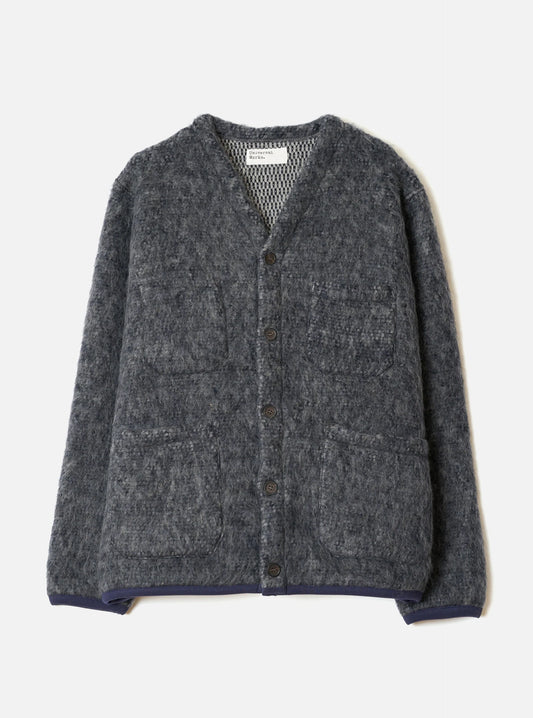 UNIVERSAL WORKS CARDIGAN LOSSO MOHAIR MIX - NAVY / PALE GREY