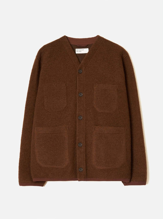 UNIVERSAL WORKS CARDIGAN WOOL FLEECE - CACAO