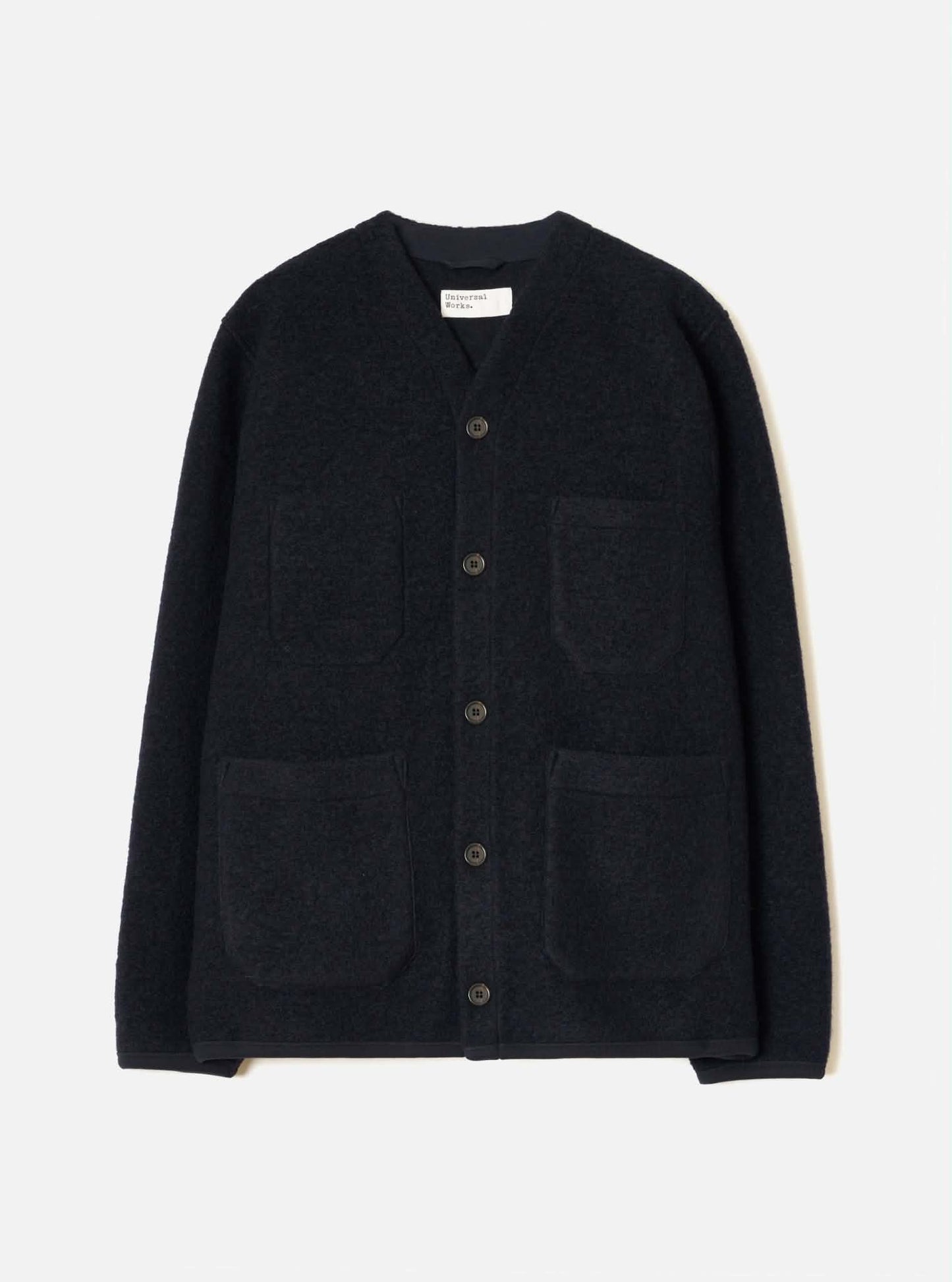 UNIVERSAL WORKS CARDIGAN WOOL FLEECE - NAVY
