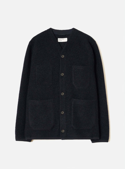 UNIVERSAL WORKS CARDIGAN WOOL FLEECE - NAVY