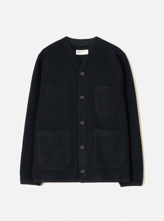 UNIVERSAL WORKS CARDIGAN WOOL FLEECE - NAVY